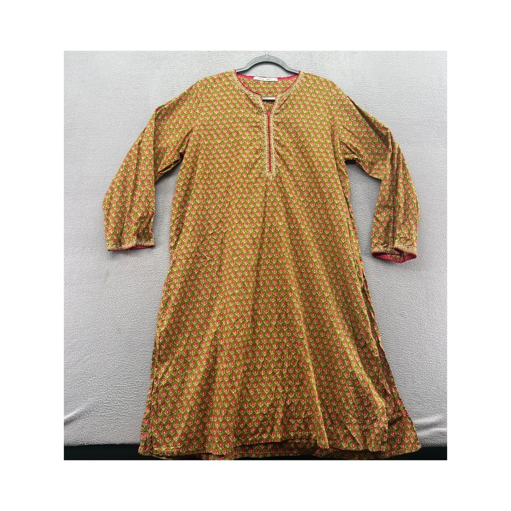 Generation Basic Green Pink Floral Embroidered Longline Tunic Top Size 16